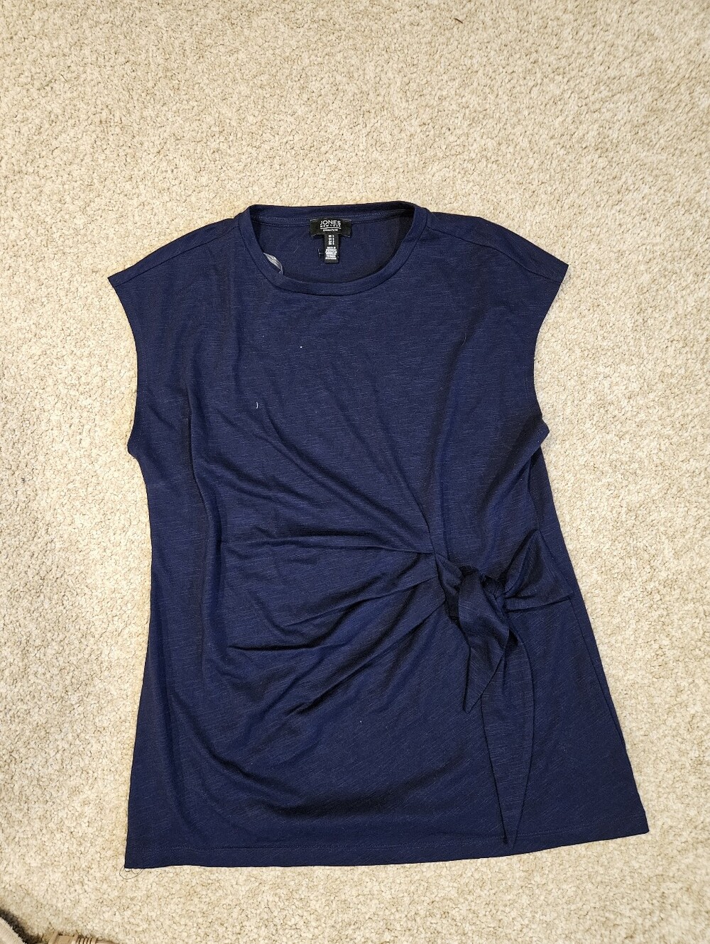 Jones New York Navy Side-Tie Sleeveless Top